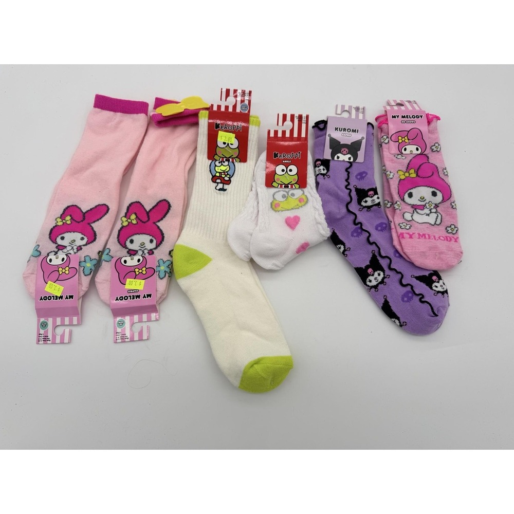 Sanrio Novelty Socks Womens One Size Multicolor My Melody Keroppi Kuromi 6 Pair